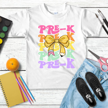 Load image into Gallery viewer, Retro Pencil Bow Grade Level Tee
