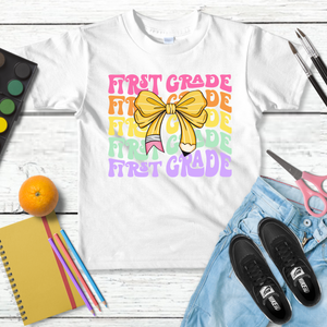 Retro Pencil Bow Grade Level Tee