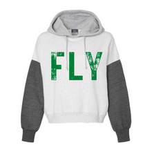 Load image into Gallery viewer, FLY (Distressed) Crop Color Block Hoodie
