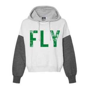 FLY (Distressed) Crop Color Block Hoodie